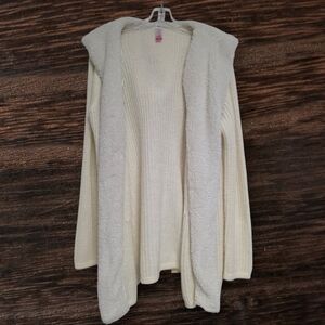 No Boundaries Women's Cream Fuzzy Open Cardigan Size Juniors 15-17